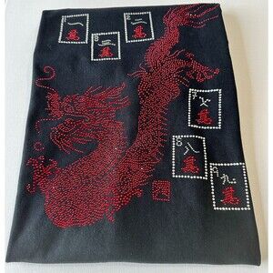 Mah Jongg Masters Women's T-Shirt Black Red Dragon Crystal‎ Tee Gildan Size 2XL